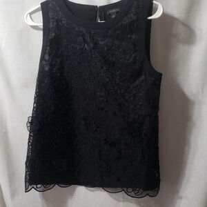 Ann Taylor. Beautiful Raised Floral Appliques on Sheer Sleeveless Top.  Size S.